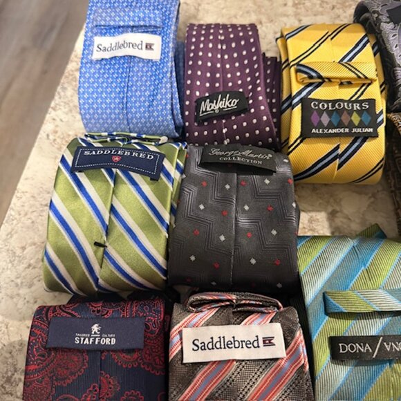 Lot of 12 Designer Neckties: Stafford, Saddlebred, Colours, Mashiko, Madison - Picture 8 of 10